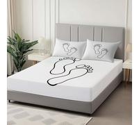 Super King Fitted Sheet, Simple Line Art Soft Breathable Fitted Bed Sheets - Anti-Wrinkle Easy Care, Non Iron Polycotton Elasticated Corner Bedding, White