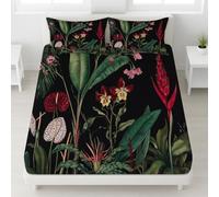 Super King Fitted Sheets Microfibre - Bed Sheets Detailed, Luxurious, Gorgeous Bedding Sets with Deep Pocket of 11.8 Inch (30 CM), Red Flowers, Orchids, Flamingos, Perfect for Kids and Teenagers