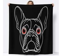 Super King Flannel Fleece Blanket, French Bulldog With Simple Lines Ultra Soft Fleece Throw Blanket for Infant Girls and Boys Kids Toddlers, Warm and Lightweight for All Seasons, Black