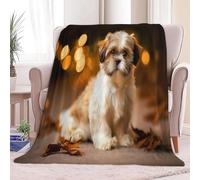 Super King Flannel Fleece Throw Blankets Animal Puppy Light Soft Cozy Print Throw, Fluffy Fall Blanket Plush Home Decor for Couch Bed Sofa Living Room Bedroom, Khaki
