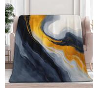 Super King Flannel Fleece Throw Blankets Elegant Line Texture Soft Cozy Print Throw, Fluffy Fall Blanket Plush Home Decor for Couch Bed Sofa Living Room Bedroom, Orange Gray