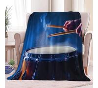 Super King Flannel Fleece Throw Blankets Musical Elements Snare Drum Soft Cozy Print Throw, Fluffy Fall Blanket Plush Home Decor for Couch Bed Sofa Living Room Bedroom, Blue