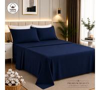 (Super King Flat Sheet, Navy Blue) Premium 100% Egyptian Cotton Flat Sheet - Hotel Luxury Bedding - Soft & Breathable