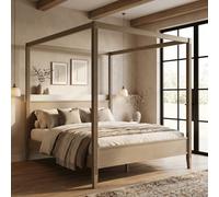 Super King Four Poster Bed Frame in Dark Wood - Delilah