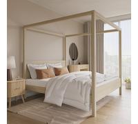 Super King Four Poster Bed Frame in Light Wood - Victoria