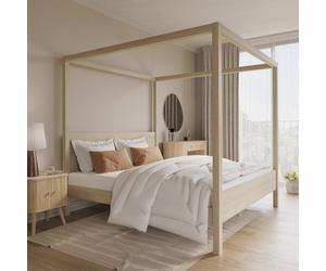 Super King Four Poster Bed Frame in Light Wood - Victoria