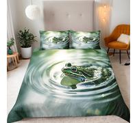 Super King Frog In The Water Bedding Set Ultra-Soft Microfiber Duvet Cover Set 3Pcs - 260x220cm + 2 Pillowcases 50x75cm - Animal 3D Printed Design with Zip Closure & Corner Ties