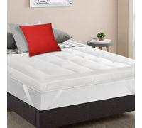 Super King Mattress Topper 10cm Extra Deep, Hotel Quality Quilted Bed Protector, Microfiber Filled, Box Stitched, Bounce Back Support, Hypoallergenic, Soft & Firm with 4 Strong Corner Straps