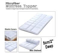 (Super King) Microfibre Mattress Topper Hotel Quality Box Stitched 5cm Deep Super Soft Anti Allergy Quilted Mattress Topper