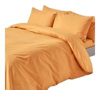 HOMESCAPES Mustard Yellow Pure Egyptian Cotton Duvet Cover Set Super King 200 TC 400 Thread Count Equivalent 2 Pillowcases Included Quilt Cover Bedding Set