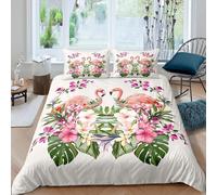 (Super King(No Comforter), Multi 04) Homewish Flamingo Bedding Set Palm Leaf Comforter Cover Double Size Pink Flower Duvet Cover For Kids Boys Girls Adult Tropical Botanical Floral Quilt