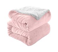 (Super King, Pink) Sherpa Blanket Thick Soft Reversible Winter Warm Throw - 480 GSM Mink Fleece Sofa Bed Travel Blanket
