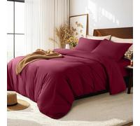 (Super King Plain Duvet Cover Set Fitted Sheet 4PCS Bedding Set) Red Christmas Duvet Cover Set Single Double King