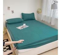 Super King Sheets Fitted Cotton, Fitted Bed Sheets Dark Green Solid Color Pattern 71"W x 79"L 1 Piece