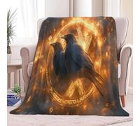 Super King Sherpa Fleece Blanket Animal Raven Viking Symbol Dark Gray, Non-Shedding, All-season blanket, Cozy Throw for Couch Sofa or Bed - Ideal for Adults Kids Room Décor Gift