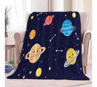 Super King Sherpa Fleece Blanket Cartoon Celestial Space Stars Dark Blue, Non-Shedding, All-season blanket, Cozy Throw for Couch Sofa or Bed - Ideal for Adults Kids Room Décor Gift