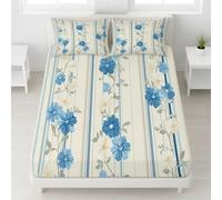 Super King Size Deep Fitted Sheets - With Hotel Quality (Yellow) Bed Sheets and 30 CM Deep Pocket Bed Sheets Anti-Wrinkle and Easy Care Bedding Set with Pillowcases Vintage Plants Cosmos Flower