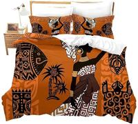 Super King Size Duvet Cover African Style Bedding Sets Soft Microfibre 3D African Culture Quilt Cover 260x220 cm with Zipper Closure + 2 Pillowcases 50x75 cm Bedroom Bed Set A-4837