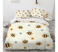 Super King Size Duvet Cover Bee 220x260 cm Bedding Set with Zipper Closure Microfiber 3D Cute Bee Comforter Cover 3 Pieces with 2 Pillowcase 50x75（MXX 8-12）