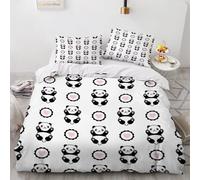 Super King Size Duvet Cover Cartoon Panda 220x260 cm Bedding Set with Zipper Closure Microfiber 3D Cute Panda Comforter Cover 3 Pieces with 2 Pillowcase 50x75（Pattern 135-3）