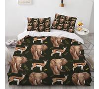 Super King Size Duvet Cover Elephant 220x260 cm Bedding Set with Zipper Closure Microfiber 3D Elk Comforter Cover 3 Pieces with 2 Pillowcase 50x75（Pattern 164-6）