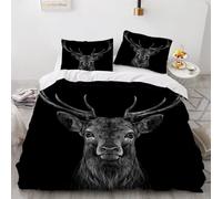 Super King Size Duvet Cover Elk 220x260 cm Bedding Set with Zipper Closure Microfiber 3D Animals Deer Comforter Cover 3 Pieces with 2 Pillowcase 50x75（Pattern 157-4）