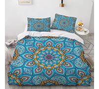 Super King Size Duvet Cover Mandala 220x260 cm Bedding Set with Zipper Closure Microfiber 3D Mandala Comforter Cover 3 Pieces with 2 Pillowcase 50x75（Pattern 6-18）