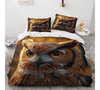 Super King Size Duvet Cover Owl 220x260 cm Bedding Set with Zipper Closure Microfiber 3D Animals Owls Comforter Cover 3 Pieces with 2 Pillowcase 50x75（MXX 24-13）