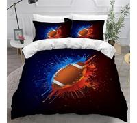 Super King Size Duvet Cover Rugby Bedding Sets Soft Microfibre 3D Boys Quilt Cover 260x220 cm with Zipper Closure + 2 Pillowcases 50x75 cm Bedroom Bed Set B-7518