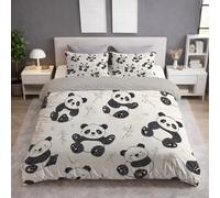 Super King Size Duvet Cover - Seamless Animals Panda Microfiber Reversible Bedding Set - Fade Resistant Quilt Cover in 260 x 220 cm with Zipper Pillowcase Closure for Girls and Boys Yellow