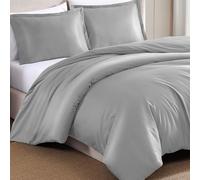 Super King Size Duvet Cover Set 1000 Thread Count Egyptian Cotton - Silver, Elegant Button Closure Bedding Quilt Cover Set, Includes 2 Pillowcases