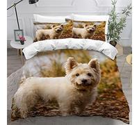 Super King Size Duvet Cover Set Lovely dog West Highland Terrier Bedding Set Double Bed Ultra Soft Hypoallergenic Comfortable Polyester Duvet Cover Protector King Size Personalised Bedding Luxury