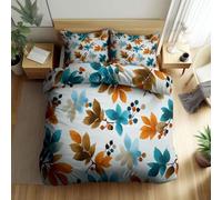 Super King Size Duvet Cover Sets 260 x 220 cm, Reversible Plants Leaves Berries Bedding Set - Soft Breathable Vintage Style Duvet Cover for Kids Adults Lightweight Bedding Easy Care
