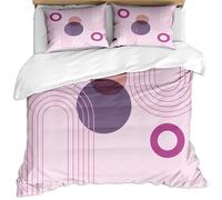 Super King Size Duvet Cover Sets - 3 Pcs 3D Printed Pink Bohemian Simple Geometric Line Art Pattern Bedding Sets 260X220Cm Ultra Soft Hypoallergenic Microfiber Quilt Cover Sets + 2 Pillowcases 50X7