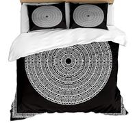 Super King Size Duvet Cover Sets 3 Pcs Black And White Concentric Circles Geometric Abstract Classical Art Pattern Easy Care Bedding Set Duvet Covers 260X220Cm With 2 Pillowcases 50X75Cm Soft Micro