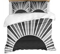 Super King Size Duvet Cover Sets 3 Pcs Black And White Geometric Simple Texture Lines Pattern Easy Care Bedding Set Duvet Covers 260X220Cm With 2 Pillowcases 50X75Cm Soft Microfiber Quilt Cover Set