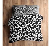 Super King Size Duvet Cover Sets Black and White, Reversible Quilt Cover, 2 Pillowcases, Abstract Dairy Cow Bedding 3 Piece Bedroom Decor, Soft Microfiber & Zip (VS32)