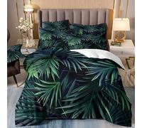 Super King Size Duvet Cover Sets Black Leaves Green Super King Bedding Duvet Sets Super King Size Breathable Microfiber Superking Bedding Set with Zipper Closure+Pillow Cases 2 Pack 50x75cm