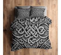 Super King Size Duvet Cover Sets, Celtic Knot Bedding 3 Piece - Viking Pattern, Soft Hypoallergenic Microfibre Quilt Cover, 2 Pillowcases, with Zip, Bedroom Decor AC1158