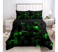 Super King Size Duvet Cover Sets Green Abstract Geometric Super King Duvet Set Soft Microfiber Bedding Durable Breathable Superking Bedding Set with Zipper Closure+2 Pillowcases 50x75cm 260x220cm
