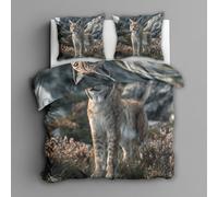 Super King Size Duvet Cover Sets, Lynx Bedding 3 Piece - Wild Animal Pattern, Soft Hypoallergenic Microfibre Quilt Cover, 2 Pillowcases, with Zip, Bedroom Decor AE102