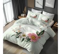 Super King Size Duvet Cover Sets, Pink Floral Duvet Cover & 2 Pillowcases, 3 Piece Modern Flower Reversible Bedding for Bedroom Decor, Ultra Soft Microfiber, with Zip -a222