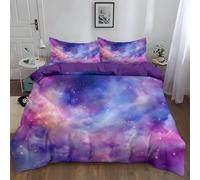 Super King Size Duvet Cover Sets, Purple Bedding - Anime Dreamy Space Galaxy Print theme Bedding Sets, Soft Microfiber Quilt Cover 260 x 220 cm, Four-season use, easy to care for