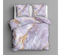 Super King Size Duvet Cover Sets, Purple Marble Bedding 3 Piece - Gold Modern Abstract Pattern, Soft Hypoallergenic Microfibre Quilt Cover, 2 Pillowcases, with Zip, Bedroom Decor AB50