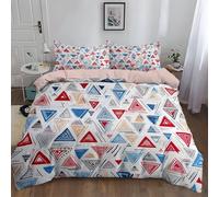 Super King Size Duvet Cover Sets, Soft Abstract African Style Geometric Patterns Printed Bedding Set Brushed, 260 x 220 cm Microfiber Pink Duvet Covers, Easy care and hypoallergenic
