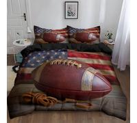 Super King Size Duvet Cover Sets, Soft Sports Exercise Retro Rugby Printed Bedding Set, 260 x 220 cm Microfiber Black Duvet Covers, Easy care and hypoallergenic