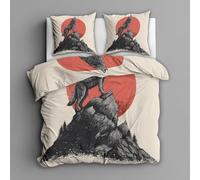 Super King Size Duvet Cover Sets, Wolf Bedding 3 Piece - Animal Wolves Black Red Pattern, Soft Hypoallergenic Microfibre Quilt Cover, 2 Pillowcases, with Zip, Bedroom Decor AA200