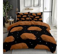 Super King Size Duvet Cover, Soft Microfiber Khaki Minimalist Cartoon Animal Capybara Duvet Cover with 2 Pillowcases and Zipper Closure 260 x 220 cm, Suitable for adults and children