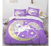 Super King Size Duvet Cover Unicorn 220x260 cm Bedding Set with Zipper Closure Microfiber 3D Unicorn Comforter Cover 3 Pieces with 2 Pillowcase 50x75（Pattern 18-18）