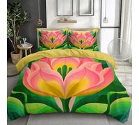 Super King Size Duvet Cover, Yellow Bedding - Abstract Bright Flowers Tulips Print theme Bedding Sets, Soft Microfiber Quilt Cover 260 x 220 cm, Suitable for summer, easy to care for